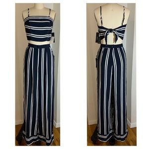 NWT Lulu’s Two Piece Navy & White Striped Set XS
